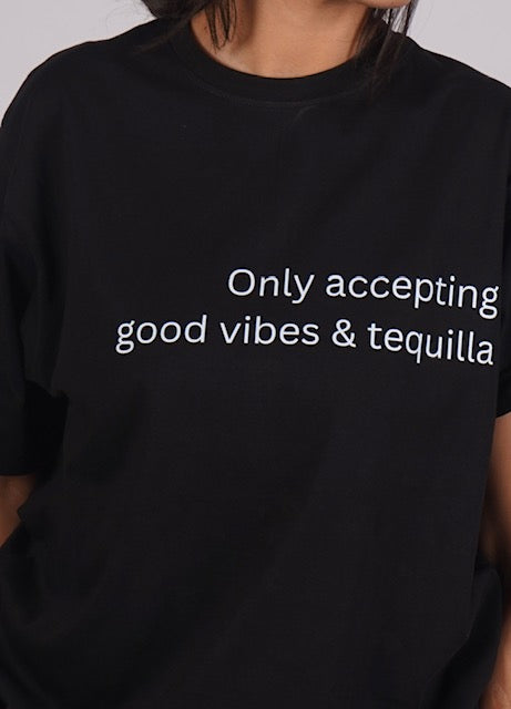 Black Graphic Print Oversized Fit T-shirt