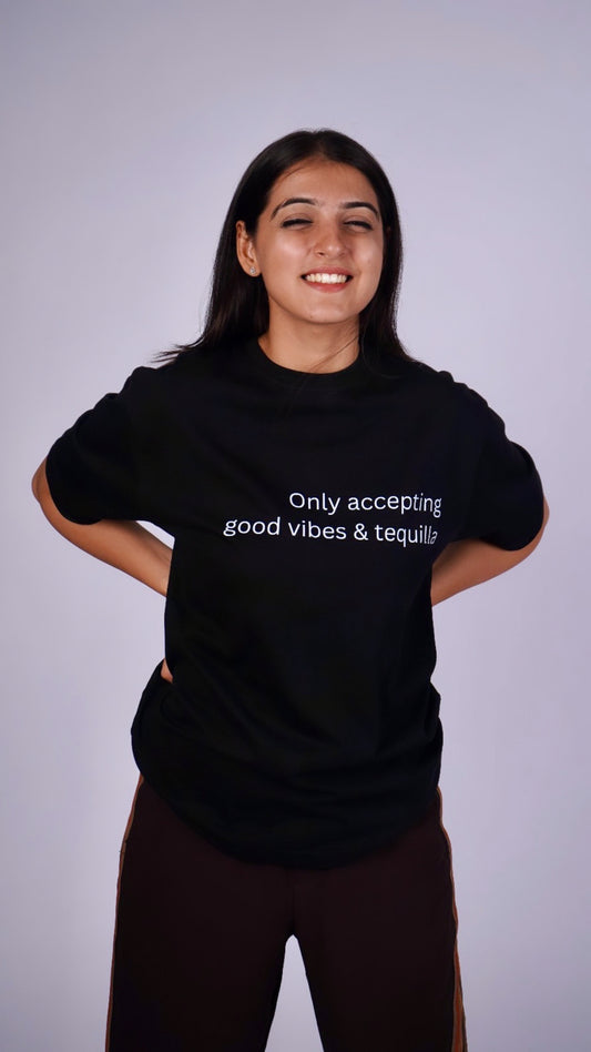 Black Graphic Print Oversized Fit T-shirt