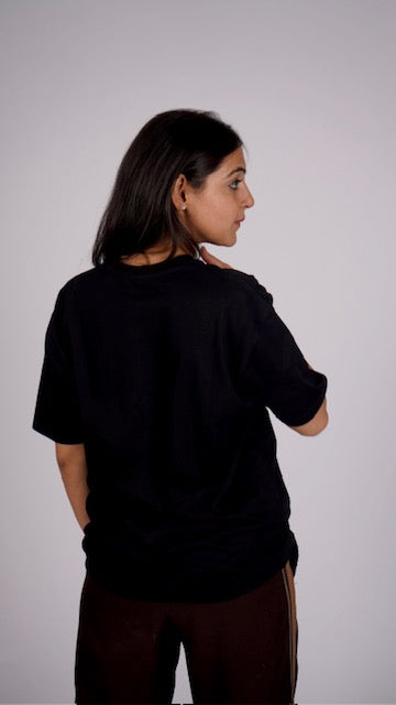 Black Graphic Print Oversized Fit T-shirt